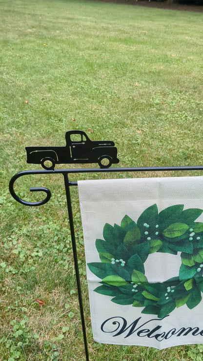 Wrought Iron Truck Garden Flag Pole Holder - Amish Made in the USA