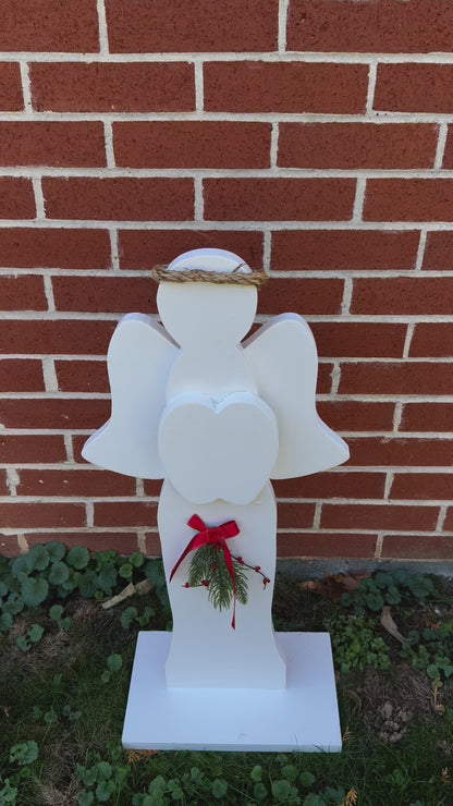 Christmas Angel w/ Stand– Wooden Angel w/ Wings– Holiday Art, Christian Art, Winter Decor, Indoor-Outdoor Christmas Decoration, Gift for Her