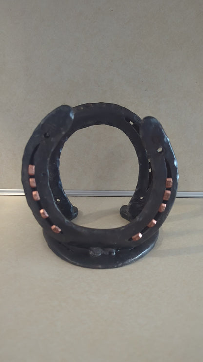 Hand-Forged Steel Horseshoe Napkin Holder | Amish Blacksmith made Kitchen Accessory | Rustic Farm and Ranch Decor