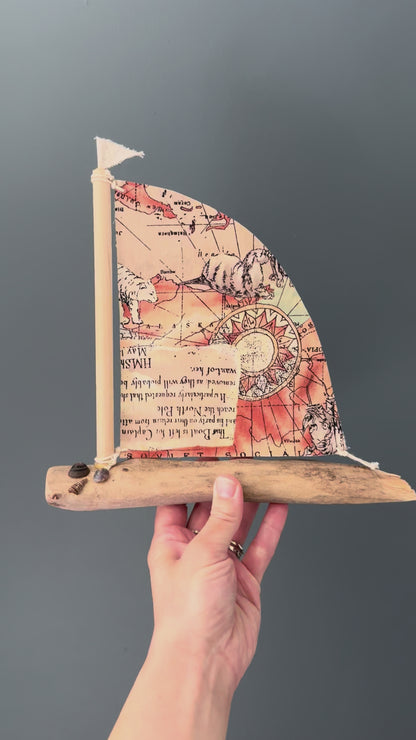 Amish Handmade Driftwood Sailboat Decor | Coastal Nautical Home Accent | Beach House Rustic Wood Boat | Lake House Shelf Decor | Unique Gift