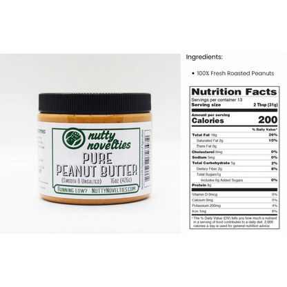 Peanut Butter and Variety of Nut Butters squeeze tub, All Natural, Vegan and Gluten Free, Locally made in PA