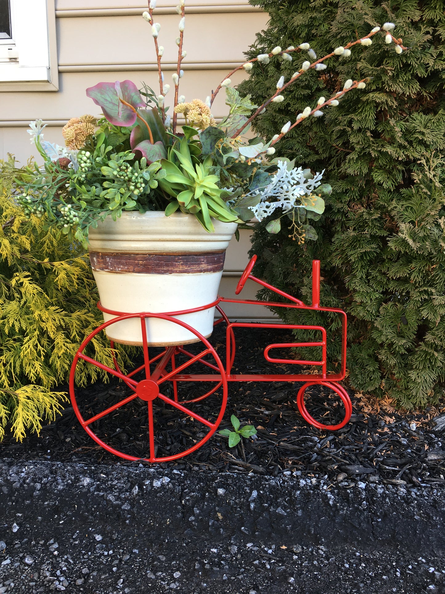 Tractor Flower planter - John Deere Green, CNH Case International Red, New Holland Blue - Powder Coated - amish made