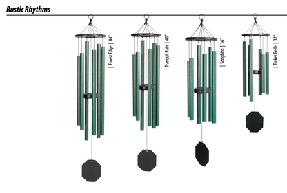 Wind Chimes, Green Aluminum Tubes, Outdoor Decor, Amish Handcrafted, Rustic Rhythms
