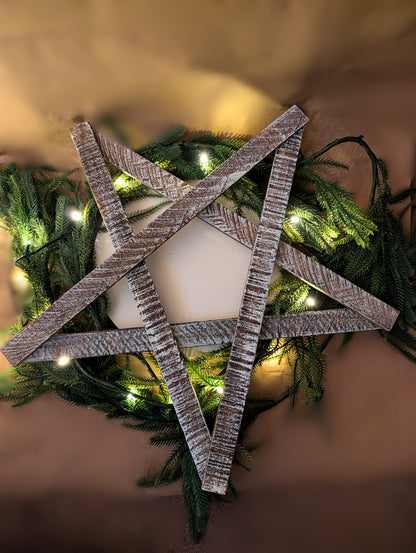 Rustic Wooden Star – Handmade Amish Christmas Decor, Wood lathe, 24 inch