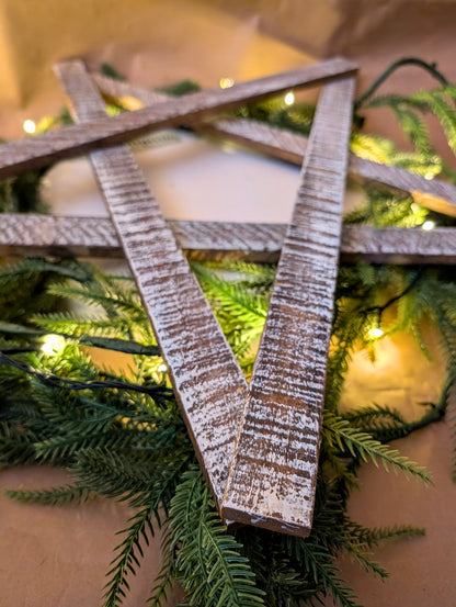 Rustic Wooden Star – Handmade Amish Christmas Decor, Wood lathe, 24 inch