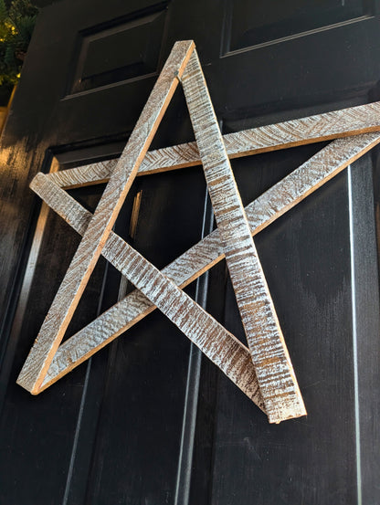 Rustic Wooden Star – Handmade Amish Christmas Decor, Wood lathe, 24 inch